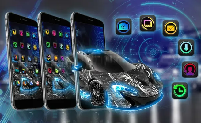 Black Car Theme Racing Auto Neon Light android App screenshot 0