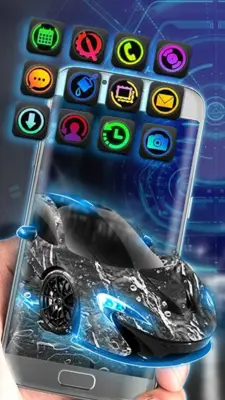 Black Car Theme Racing Auto Neon Light android App screenshot 1